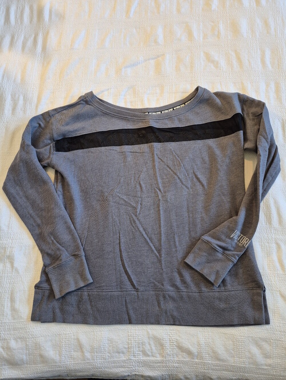Victoria's Secret women's Medium wide collar gray sweatshirt GUC spots